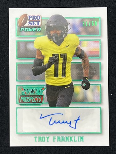 #1887 Troy Franklin 2021 Leaf Pro Set Power Prospects #PP-TF1 Auto PRC Broncos