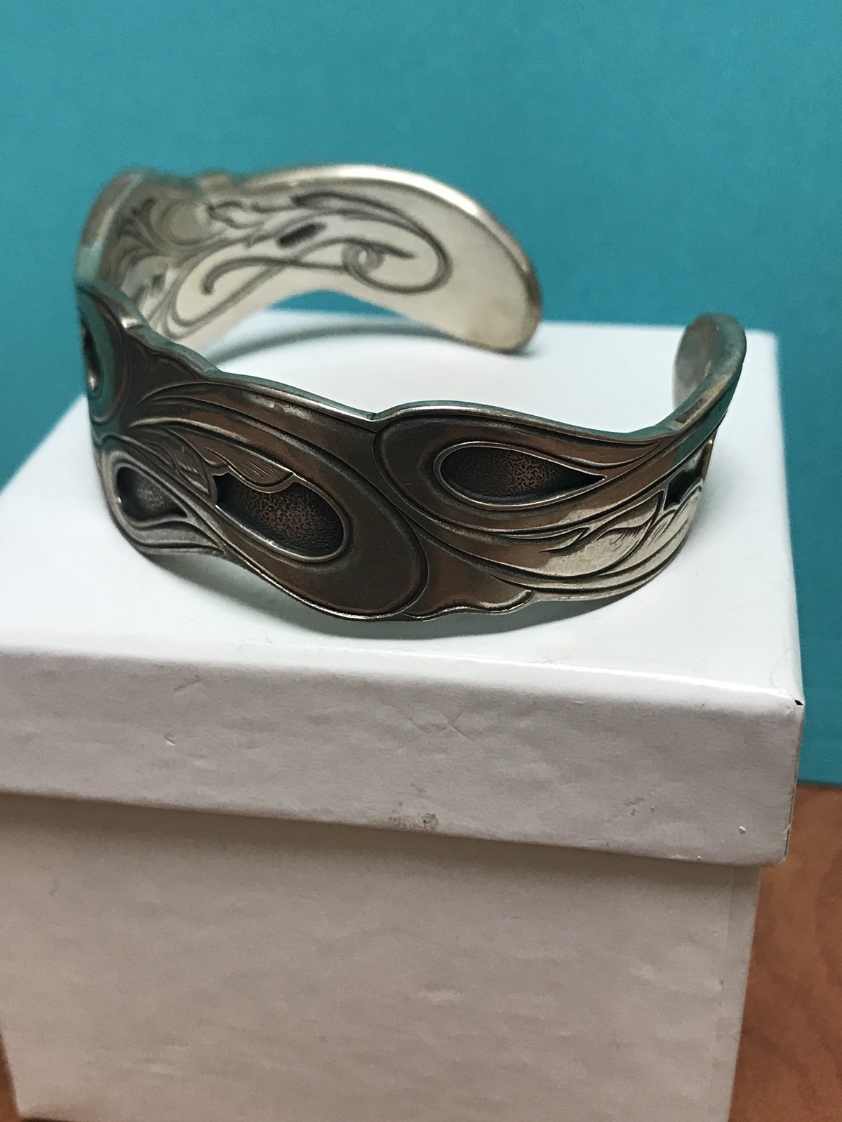 Vintage Sterling Silver Handmade Kit Carson Wave Cuff Bracelet