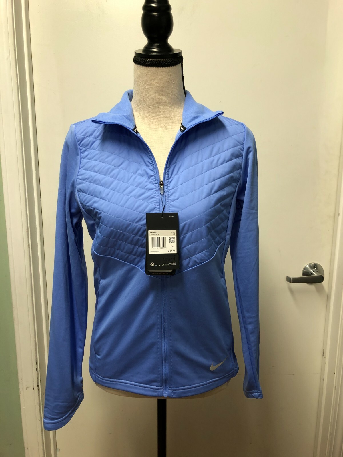 Nike Womens Essential Thermore Running Blue Long Sleeve Jacket CU3304
