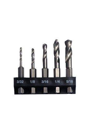 2320 5pc Stubby Bit Set- 5pc. HSS Stubby Drill Bits with 1/4-Inch Quick Chang...