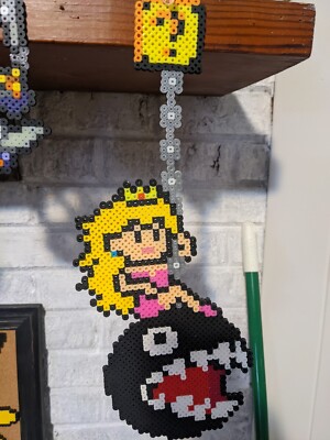 PERLER BEAD ART. PRINCESS PEACH. MARIO. Miley Cyrus. NINTENDO. 8 BIT. HANDMADE