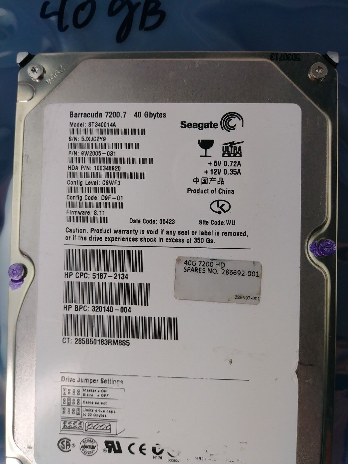 Seagate Barracuda ST340014A 40GB HDD 7200.7 RPM