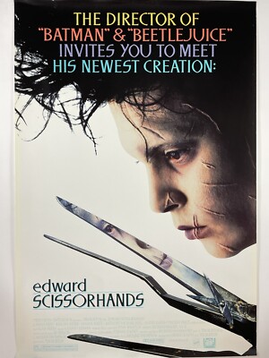Edward Scissorhands Rare Original 1-Sheet Movie Poster Johnny Depp Winona Ryder