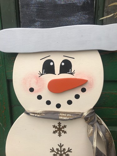 Handpainted Large Wooden Porch Snowman