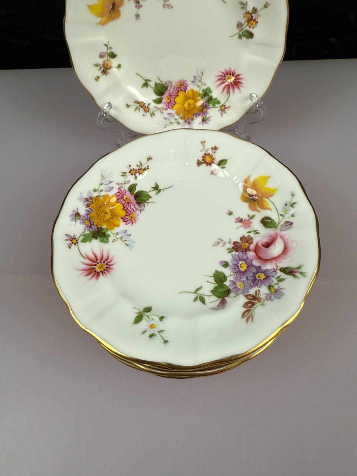 8 x Royal Crown Derby Posies Small Tea / Side Plates 5" Wide Set Red Stamps 1st