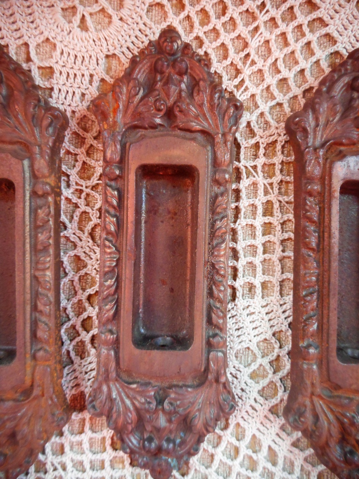 Antique Vintage Cast Iron Ornate Victorian late 1800s Window Sash Pulls Lifts 8