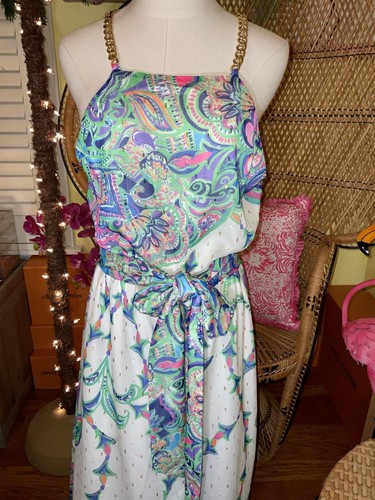 Pre-owned Lilly Pulitzer Tiera Maxi Dress Best Kept Secret ? Size M No Sash In Multicolor