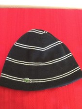 Lacoste Reversible Knit Skull Beanie Hat Black White | eBay