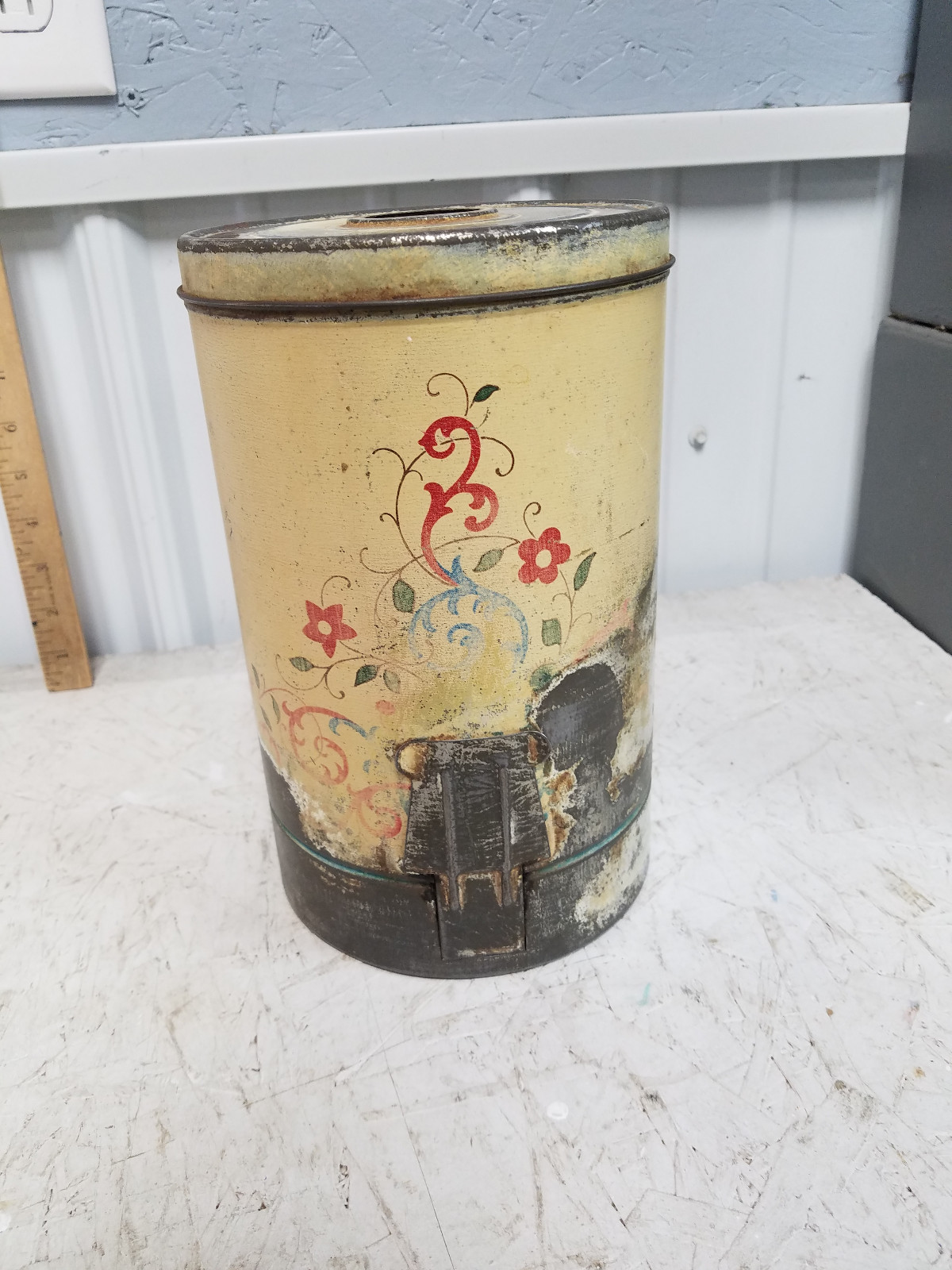 Antique COFFEE DISPENSER / TIN WITH FLIPDOWN SPOUT !!!! Hoosier Cabinet !!!!
