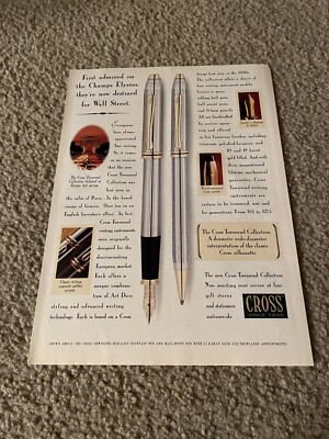 Vintage 1994 CROSS PEN PENS TOWNSEND COLLECTION Print Ad 1990s