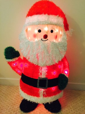 29 In prelit Lighted red white Tinsel Santa Sculpture Yard Christmas Decor c1