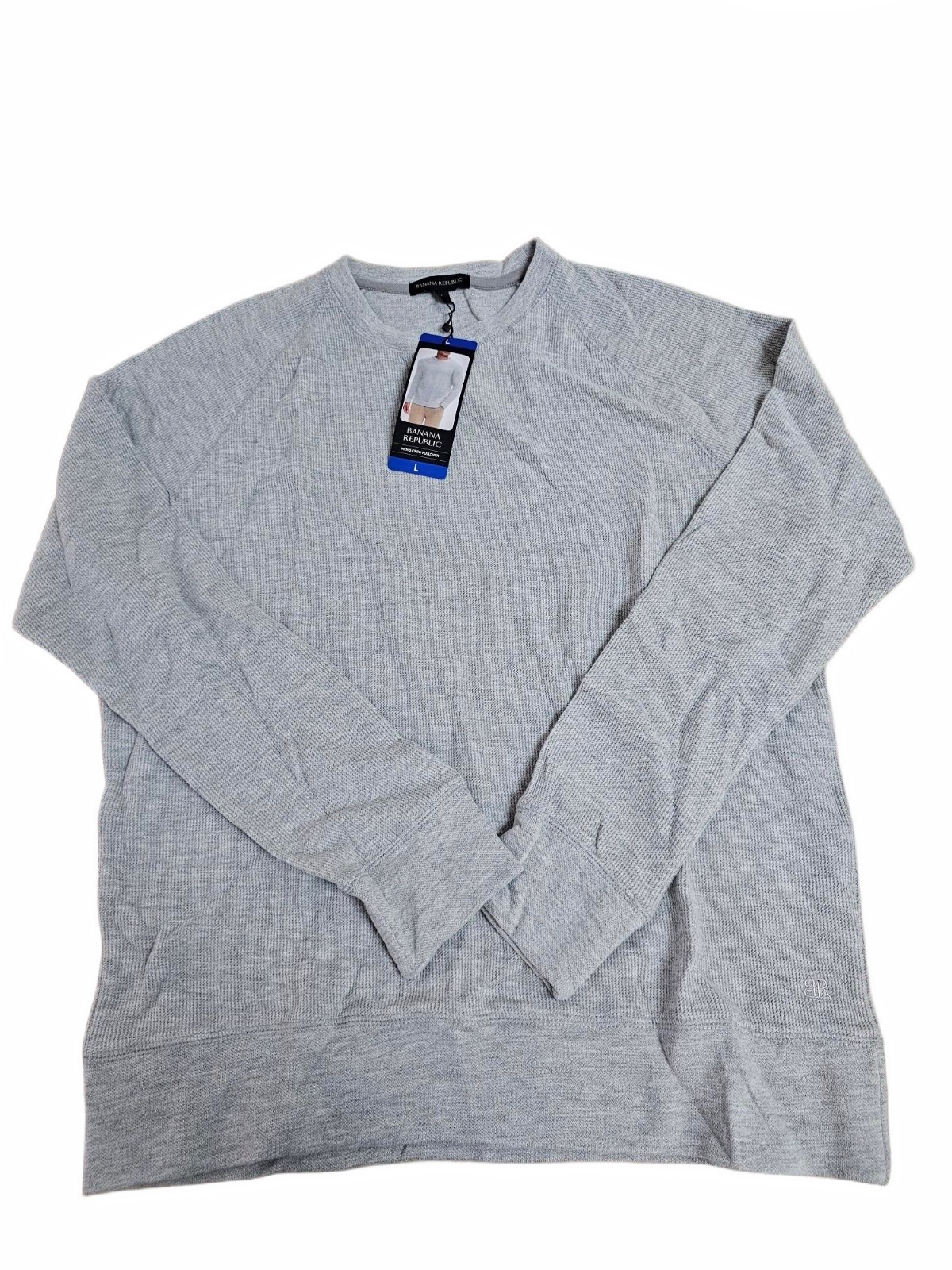 Banana Republic Mens Crew Neck Pullover Cotton Sweater - GREY - LG / LARGE