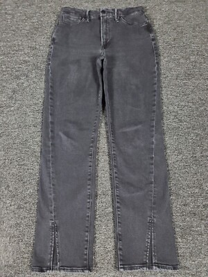 Good American Jeans Womens 4/27 Black Good Boy Twisted Slit Hem High Waist 28x30