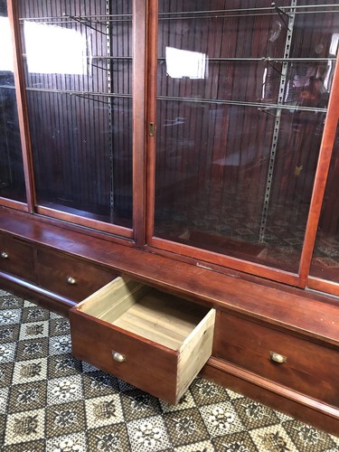Early 1900's Antique Clothing Store Display Cabinet, Glass Doors.