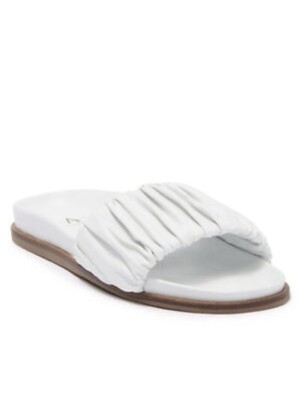 

AQUATALIA Женские белые кожаные шлепанцы с круглым носком и рюшами Iva, Белый, L3968