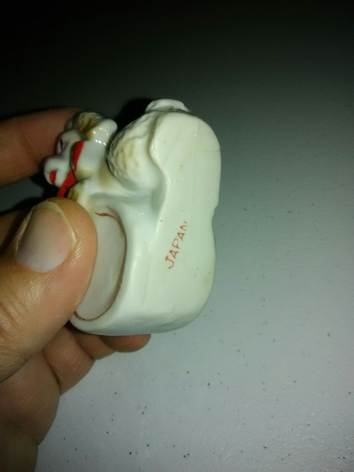 Vintage Ceramic Poodle Pushing Barrel JAPAN Toothpick Holder