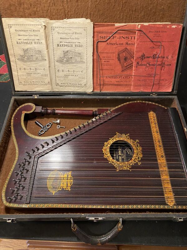 Antique 1904 St. Louis World’s Fair Menzenhauer Guitar Zither with original case