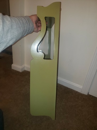 Vintage Mid Century Avacado Green 2 Shelf Cabinet With Dual Copper Wire Doors