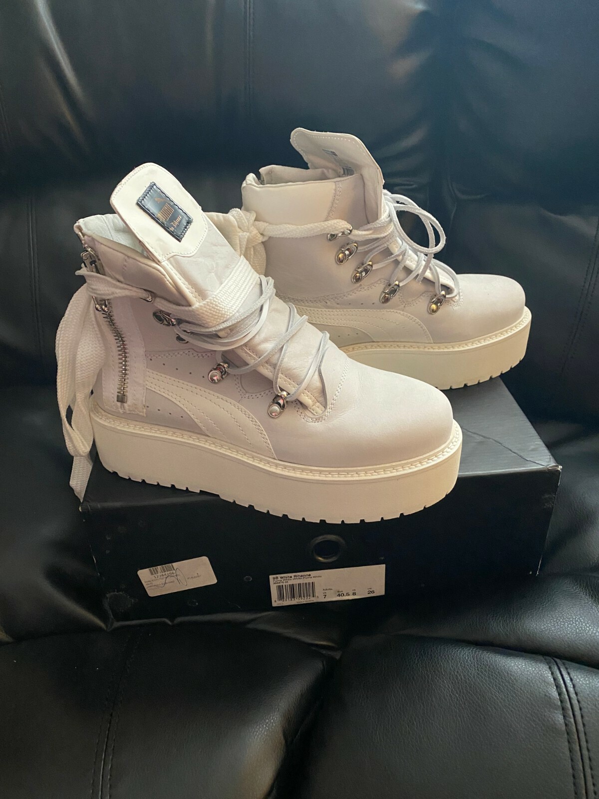 Heel Fenty Platform PUMA X FENTY BY RIHANNA HIGH TOP LACE UP CHUNKY HEELS  SNEAKERS WHITE