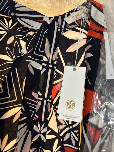 Pre-owned Tory Burch Acoma Pottery Silk Wrap Midi Dress Sz 0 $595 Msrp In Red