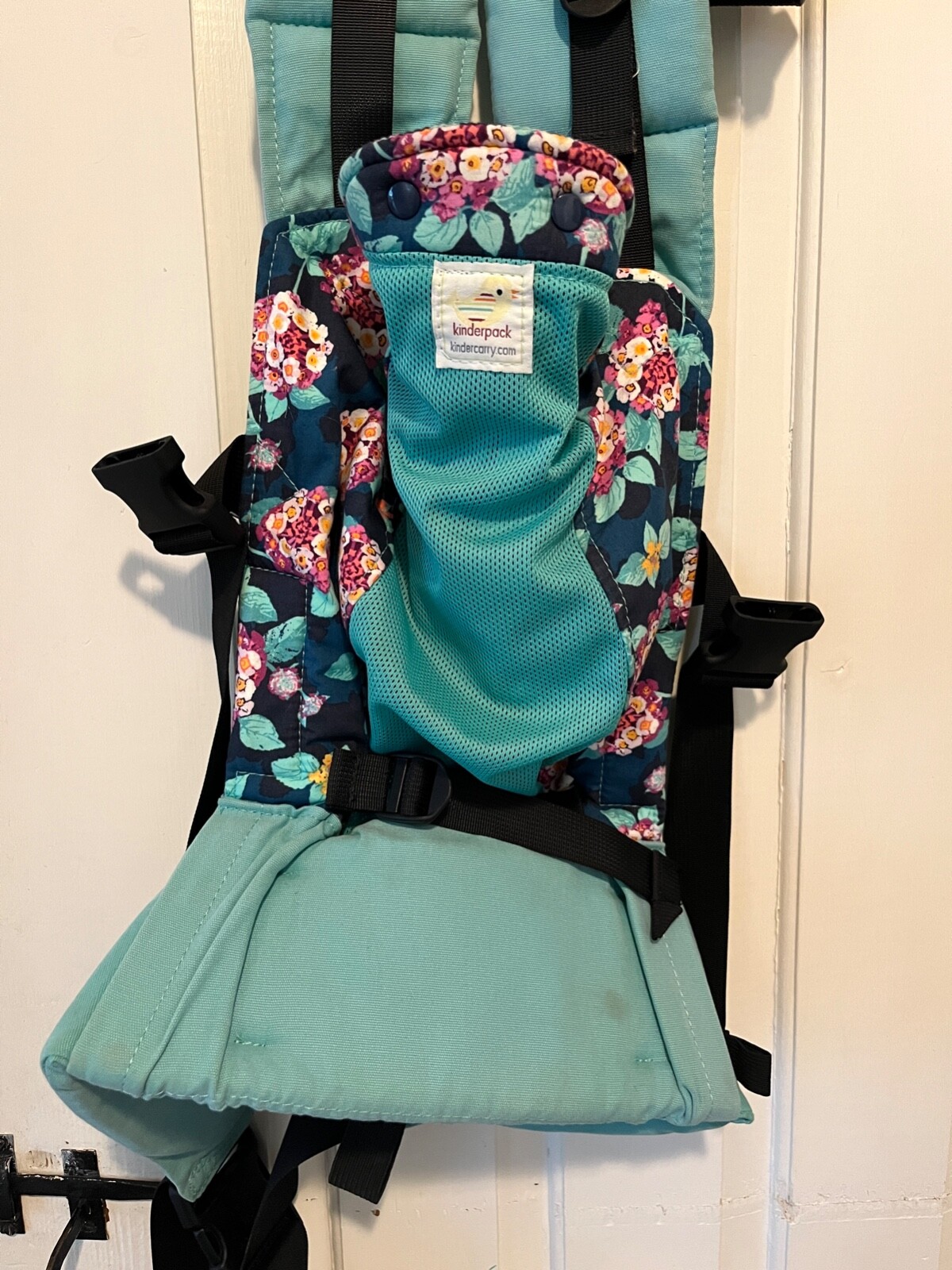 Kinderpack Infant Baby Carrier Aqua Pink Blue Floral Gently Loved