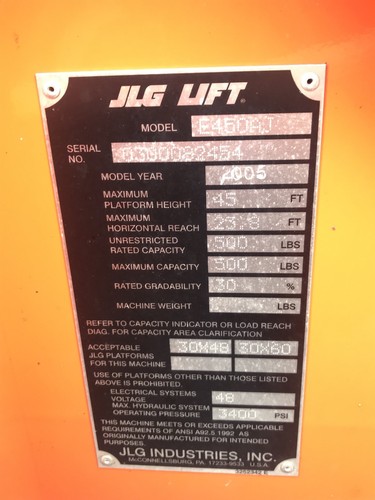 2005 JLG E450AJ ELECTRIC ARTICULATING JIB BOOM LIFT