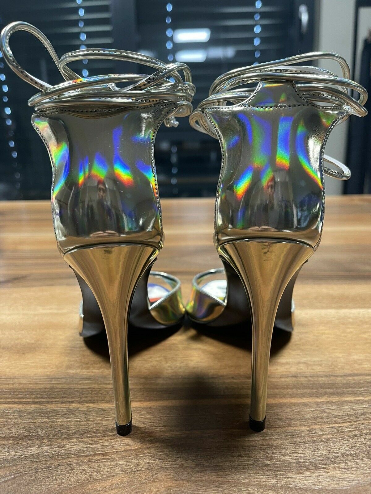 STELLA MCCARTNEY STELLA MCCARTNEY SILVER VEGAN FAUX ANKLE TIE HEELS SANDALS PUMPS SCHUHE SHOES 35