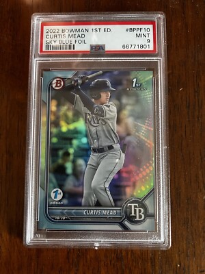 2022 Bowman First Edition Curtis Mead Sky Blue Foil PSA 9