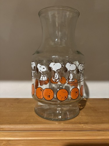 1958-Snoopy Peanuts Orange Juice Carafe Anchor Hocking