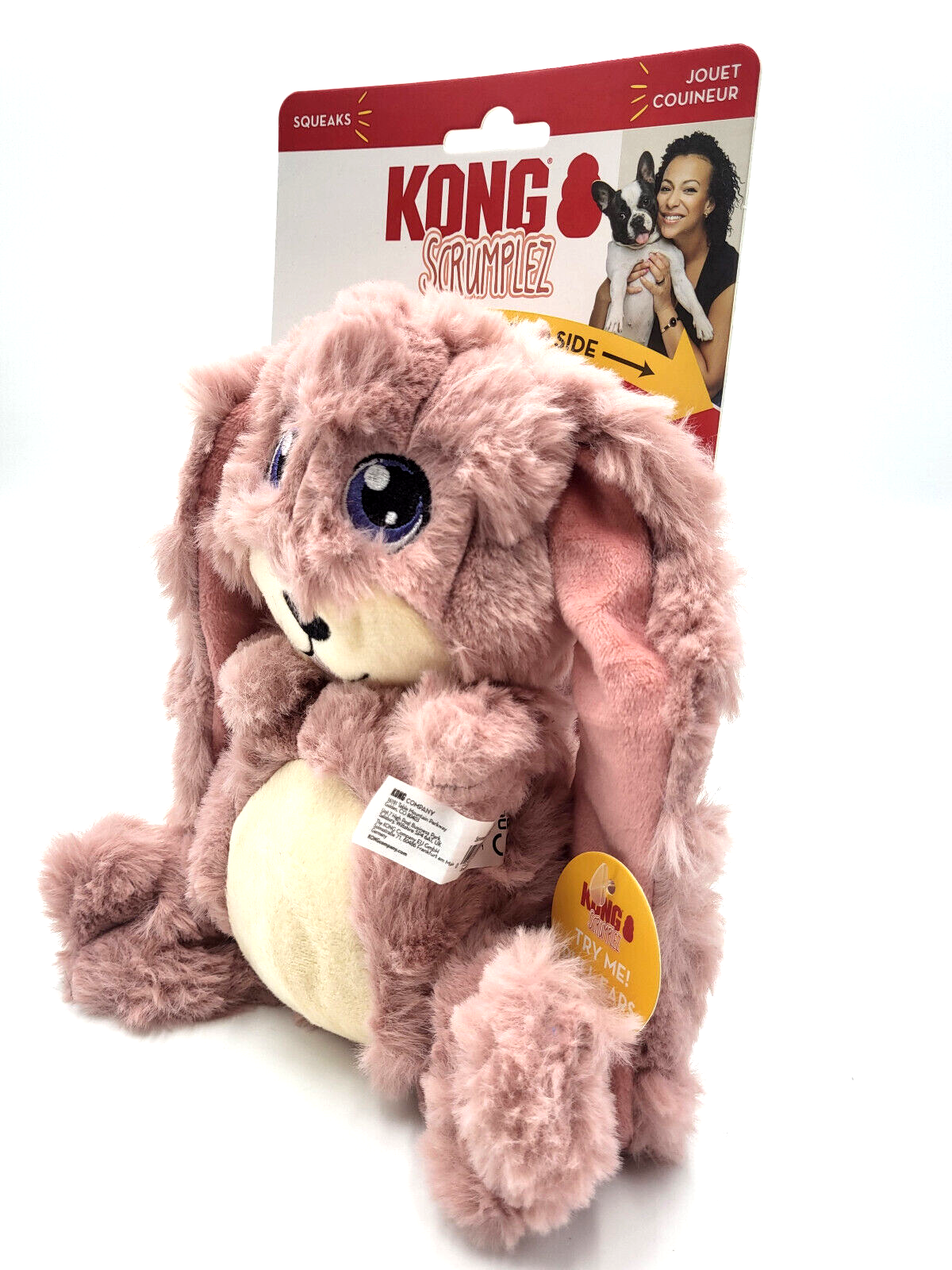 Kong Scrumplez Bunny Medium Soft Plush Squeaky Tug & Play Dog Toy