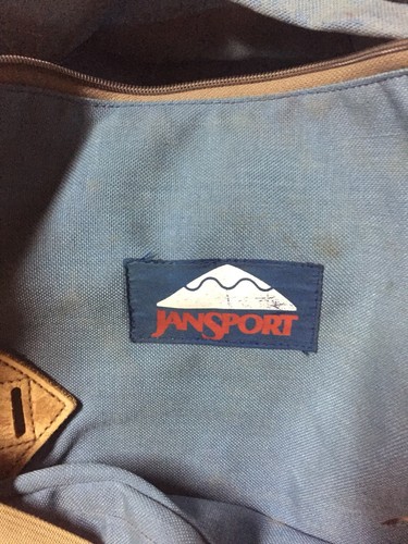 Vintage Original Jansport Day Bag Backpack Leather Patch Logo And Bottom Hiking