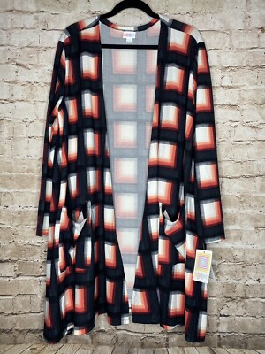 Lularoe Caroline Size 2XL Black Gray Coral White NWT Soft Cardigan Pockets