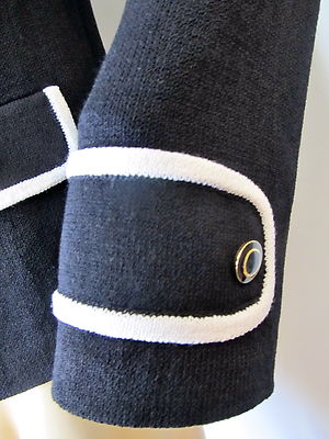 Pre-owned St John Knit Sz 6 Womens Suit Jacket Black & Br White Logo Buttons