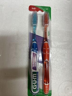 GUM Technique Deep Clean Toothbrush with Quad-Grip Handle, Full Soft Bristles, T