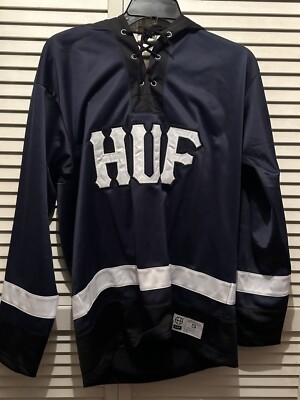 NEW HUF Skateboarding Hockey Jersey Hoodie Size Small Blue - NWOT - $100 Retail