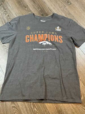 Nike NFL Denver Broncos Shirt Mens Large Super Bowl 50 Champions Tee Gray