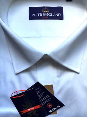 Peter England Shirt 17.5''/36'' CLASSIC FIT White Non-Iron Cotton Blend RRP £35
