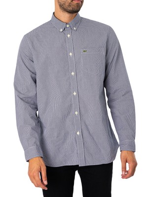 

Мужская рубашка в клетку Lacoste, синяя, Синий, CH5621-00-522