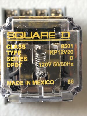 Square D 8501KP12V20 Relay Ser. D 120V 50/60Hz w/8501 NR51 Base 10A 300V