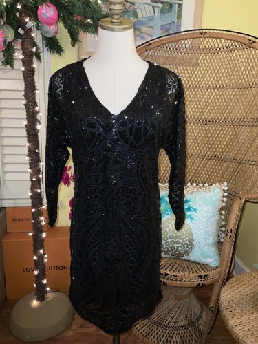 Pre-owned Lilly Pulitzer Leclair Dress Onyx Sequin Sea Swirl Mesh Size M,l,xl ❤️‍? In Black