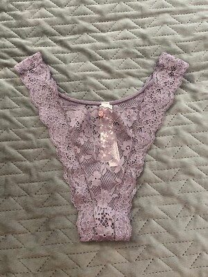 Victorias Secret Dream Angels Satin Full Lace Brazilian Slip Frozen Plumb Large