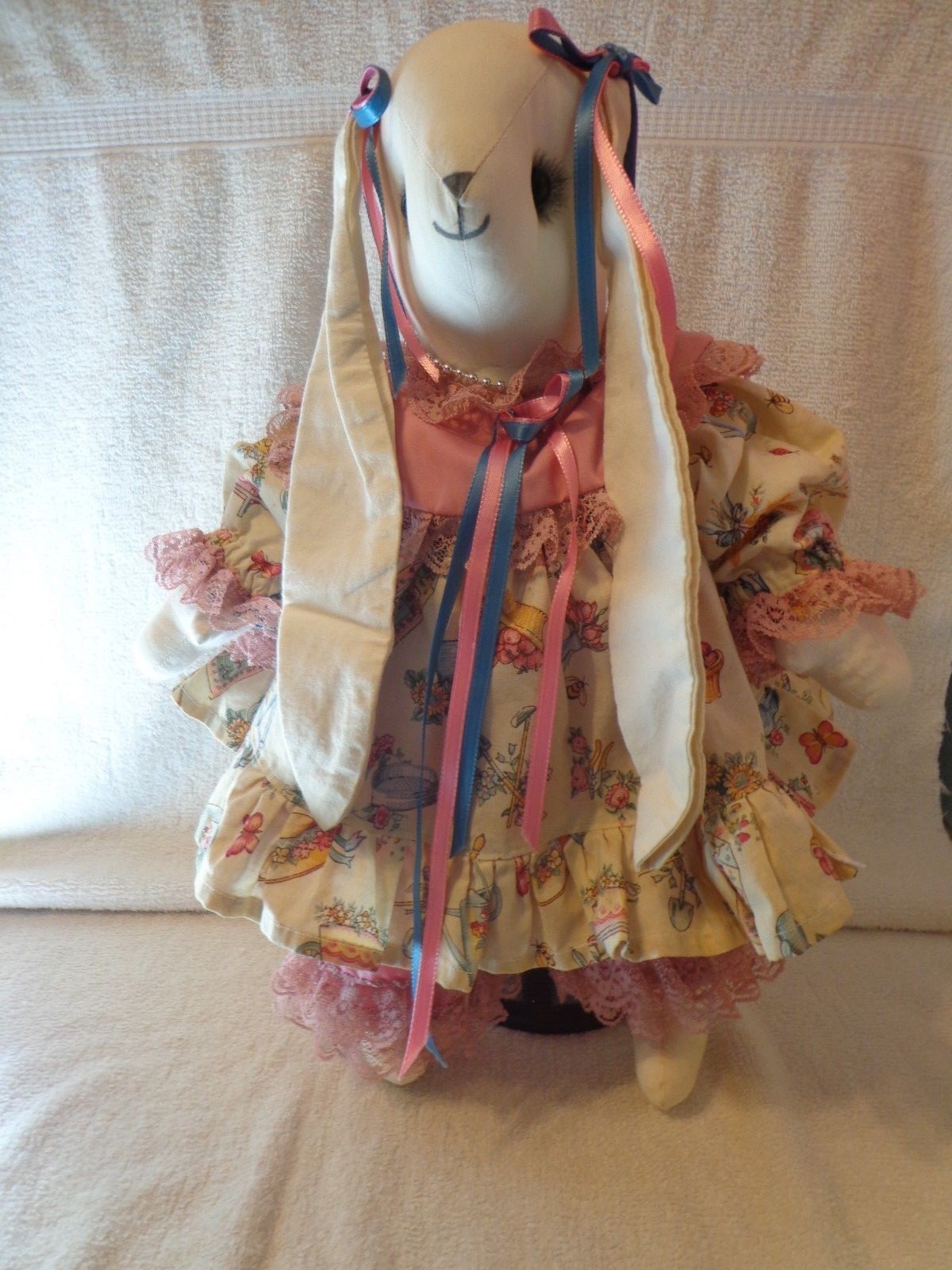 Vintage Beautiful Handmade Stuffed Bunny Rabbit~~ Made in America 16