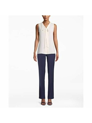 

ANNE KLEIN Женская плиссированная блузка цвета слоновой кости с завязками на шее Размер, Цвет слоновой кости