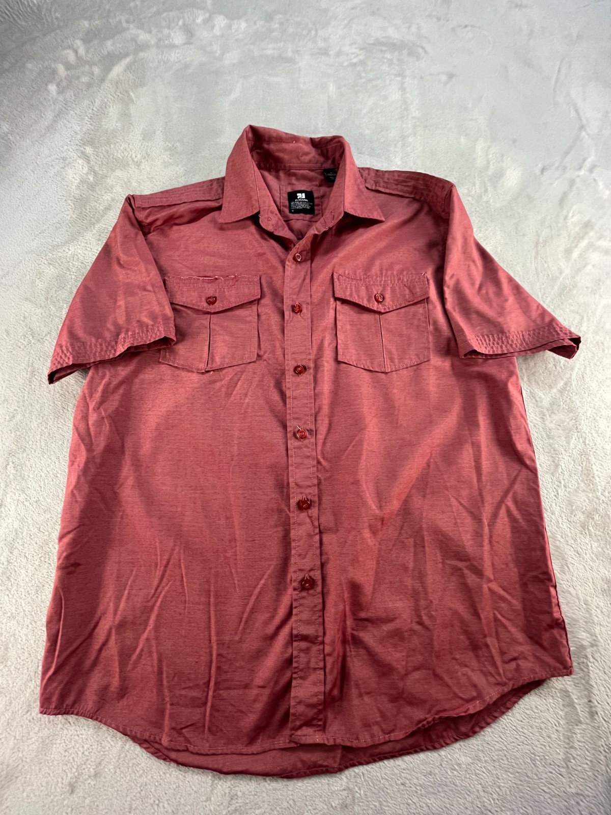PJ MARK Shirt Mens Large Button Up Red Casual Front Pockets