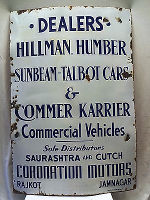 HILLMAN HUMBER SUNBEAM-TALBOT CARS COMMER KARRIER VINTAGE ENAMEL PORCELAIN SIGN