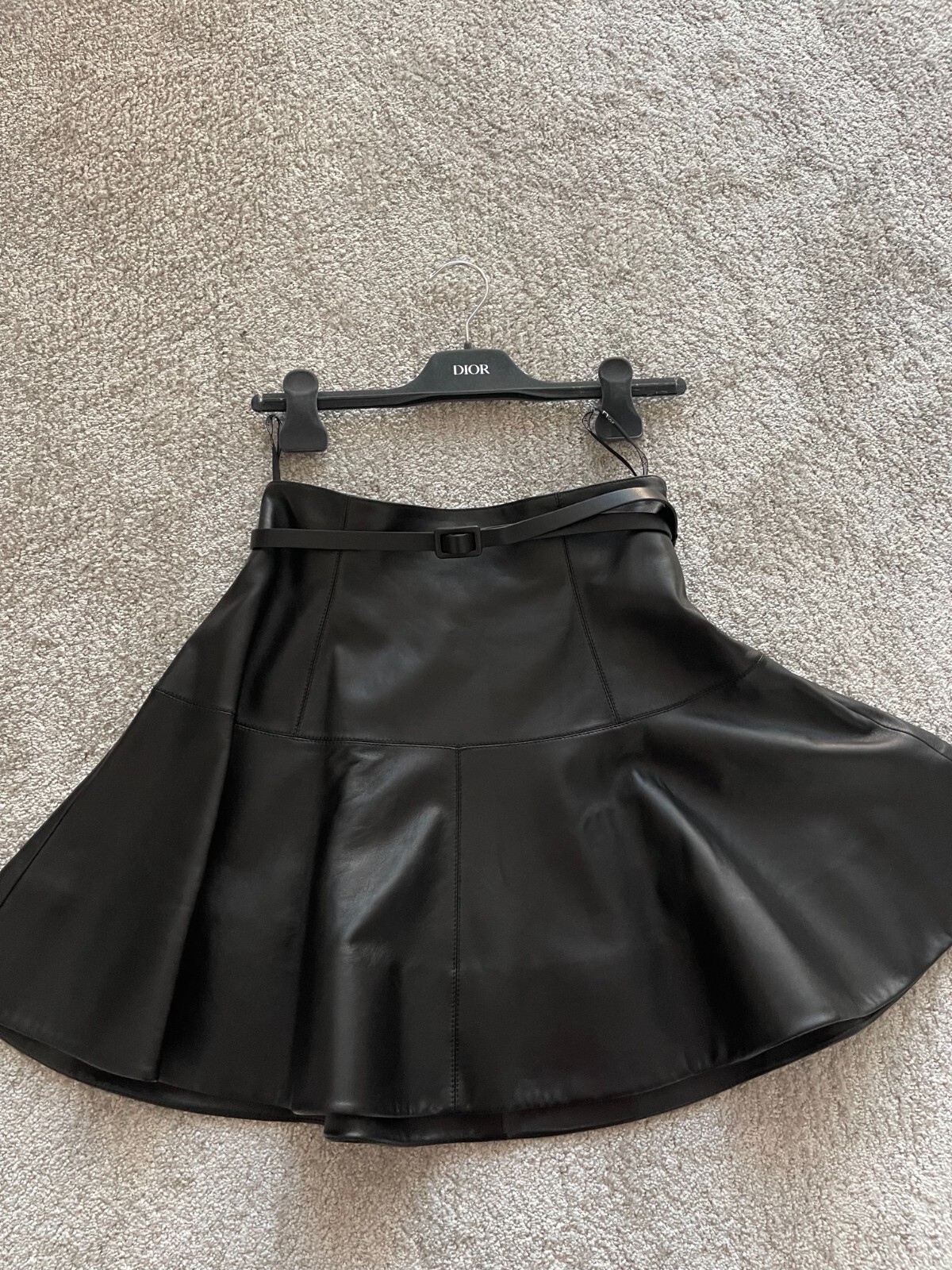 2022 Christian Dior soft lamb leather flare miniskirt with 2022 Christian Dior soft lamb leather flare miniskirt with