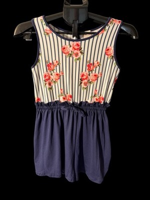 Heart & Arrow Girls Dress Size 12 Navy Floral Stripe Sleeveless
