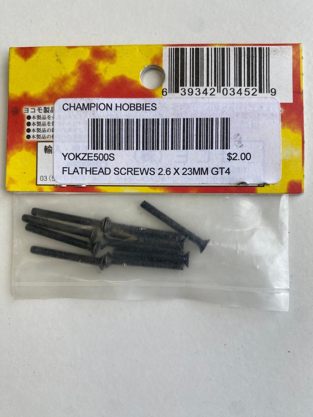 Yokomo Vintage RC Car Part # ZE-500S Flat Head Screws 2.6 X
