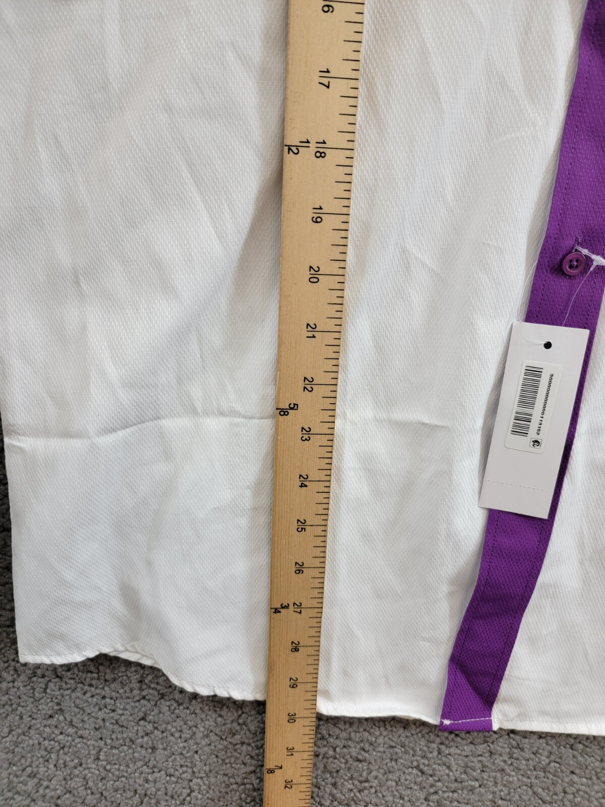 Tayion Collection Slim-Fit Purple Trim Dress Shirt Men's L 16-16.5 34-35 White - Picture 8 of 19