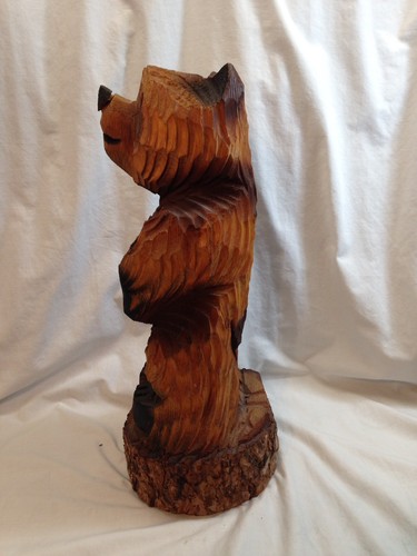 Bear Chainsaw Carving wooden log cabin decor rustic art 19.5